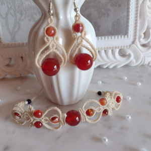 Kolczyki i bransoletka z karneolem „Ciepło Ziemi”