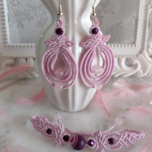 Kolczyki i bransoletka „Różowy Poranek”