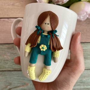 Ceramiczny kubek z dekorem z gliny polimerowej - możliwość personalizacji