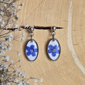 Kolczyki z niezapominajkami srebrne