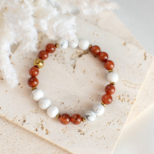 Bransoletka agat karneolowy +howlit