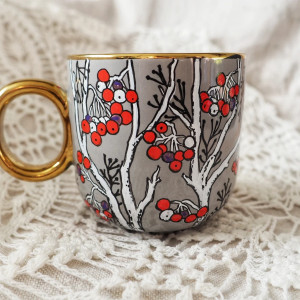 ręcznie malowany kubek JARZĘBINA