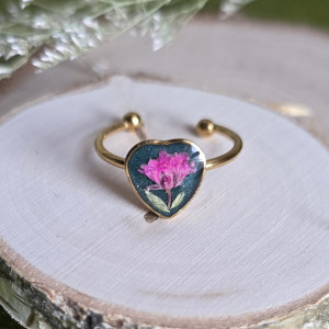 Złoty pierścionek serce serduszko różowy