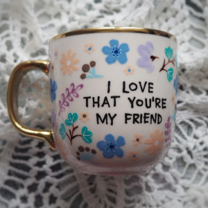 ręcznie malowany kubek dla przyjaciela przyjaciółki LOVE