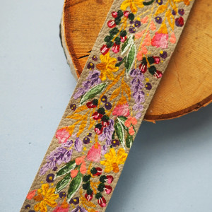 Bransoleta skórzana ręcznie malowana LAWENDA