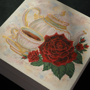 pudełko na herbatę, herbaciarka, szkatułka, organizer RÓŻA