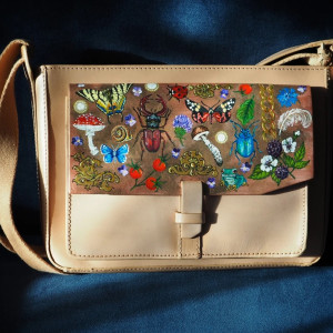 skórzana listonoszka ręcznie malowana LAS