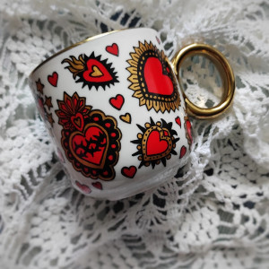 ręcznie malowany kubek SERCE Hearts