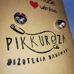 Mini kolczyki czerwony srebrne