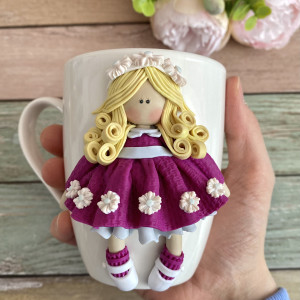 Ceramiczny kubek z dekorem z gliny polimerowej - możliwość personalizacji