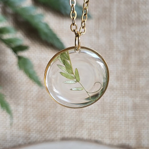 Roślinna złota zawieszka z kwiatami wisiorek