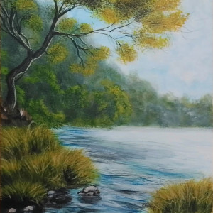 WYPRZEDAŻ KOLEKCJI - ZESTAW RĘCZNIE MALOWANYCH OBRAZÓW - BARWNY PEJZAŻ - 2x 30x24cm