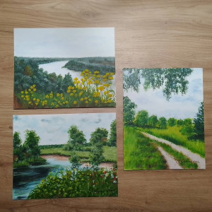 WYPRZEDAŻ KOLEKCJI - ZESTAW RĘCZNIE MALOWANYCH OBRAZÓW -ZIELONA NATURA