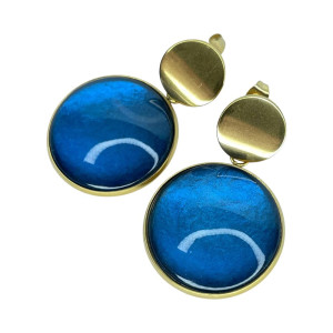 Złocone kolczyki w perłowym odcieniu turkusu e68/14