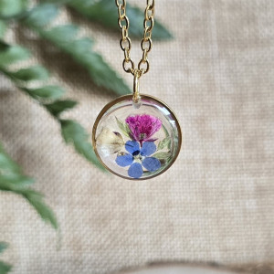 Łąka kwiatowa złota zawieszka złoty wisiorek kwiat naszyjnik