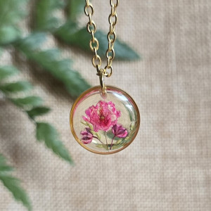 Łąka kwiatowa złota zawieszka złoty wisiorek kwiat naszyjnik