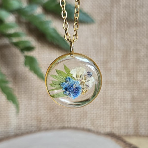 Jagodowy las złota zawieszka z kwiatami wisiorek