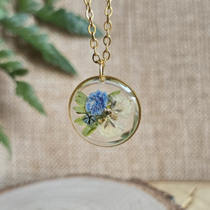 Jagodowy las złota zawieszka z kwiatami wisiorek