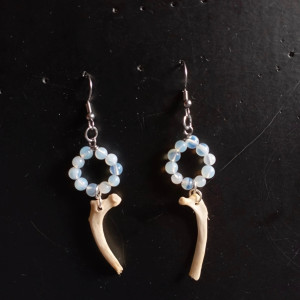 Kolczyki, kółka z opalitu, żebra lisa