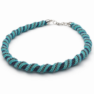Naszyjnik Turkusowy Krótki Sznur Koralikowy