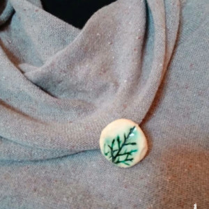 broszka ceramiczna przypinka listek