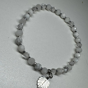 Biała Bransoletka kryształem górskim