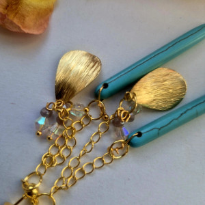 Kolczyki koraliki w kolorze turkusu