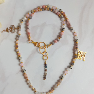 Naszyjnik z naturalnych kamieni Opal, Jaspis