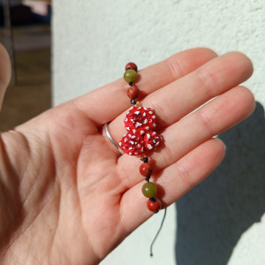 bransoletka z muchomorkiem z serpentynitem i jaspisem. idealna na prezent, magic, fantasy, goblincore, fairycore