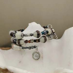 Bransoletka Sekretny Ogród – ręcznie robiona bransoletka z papierowych koralików