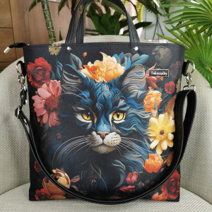 Torebka damska shopper bag torebka na ramię zamykana - liść klonu patchwork