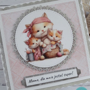 Kartka na Dzień Mamy z uroczymi kotkami