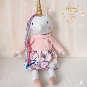 Jednorożec Cleo, przytulanka ręcznie szyta, róż, prezent GOTOWY