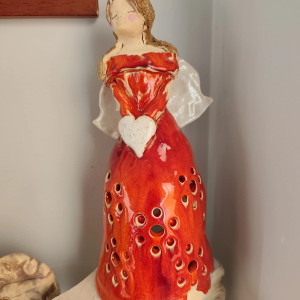 Anioł ceramiczny lampion