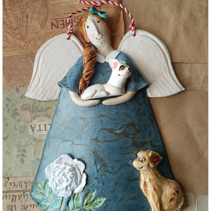 Anioł z 2 chihuahua