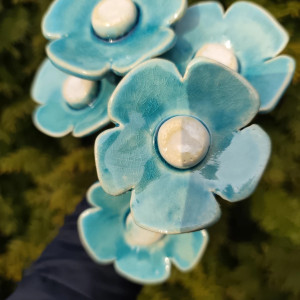 kwiaty ceramiczne na druciku 5 szt