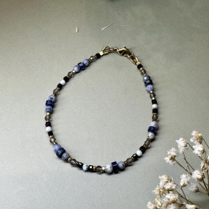 Bransoletka z larimarem i turmalinem