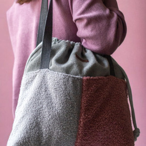 Szaro-różowa duża torba z kominem baranek