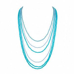 Naszyjnik Boho z Koralików Błękitna Laguna - Wielorzędowy