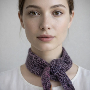 Minimalistyczny krótki szalik wiązany ręcznie robiony