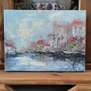 Klimatyczny pejzaż - oryginał obraz olejny, sygnowany, certyfikat