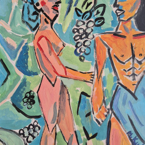 obraz ręcznie malowany akt kubiczna para ekspresjonizm