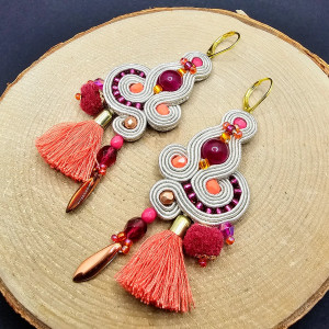 BEŻOWO-KOLOROWE KOLCZYKI SUTASZ W STYLU BOHO 14