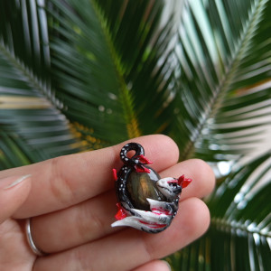 Naszyjnik małego smoka z labradorytem, idealny na prezent, magia fantasty