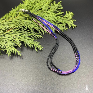 Krótki potrójny koralikowy naszyjnik  #1104