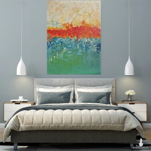 obraz ręcznie malowany abstrakcja horyzont w ogniu