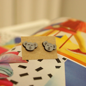 Drewniane kolczyki sztyfty  Koala