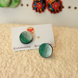 Drewniane kolczyki sztyfty Okrągle