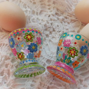 ręcznie malowane kieliszki do jajek zestaw 2 szt. EASTER