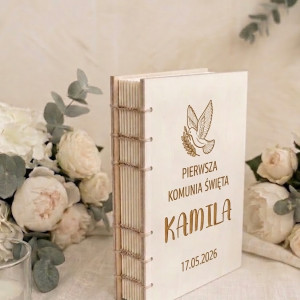 Drewniana księga gości Pierwsza Komunia